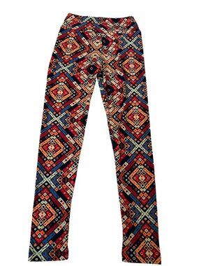 LuLaRoe Women's OS Leggings Geometric Multicolor Stretchy Boho Pants